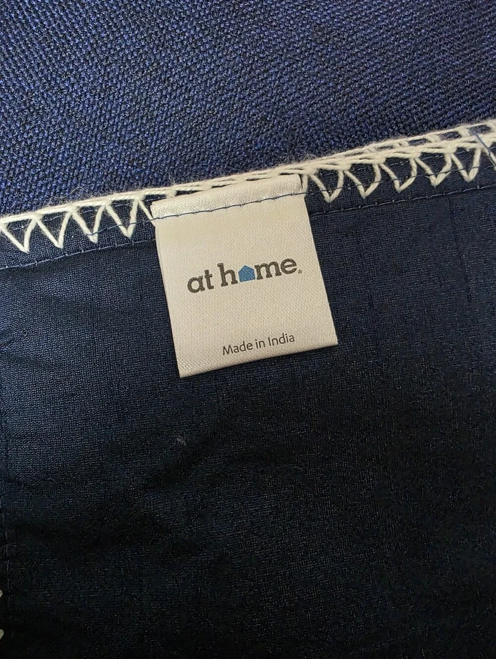 Navy Blue Table Runner White Whipstitch Coastal Farmhouse Nautical Beach 16x90